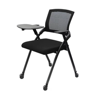 Chaise de bureau pliante contemporaine en tissu, avec cadre en acier inoxydable, gain de place, assise coulissante empilable en maille, pour formation et étude