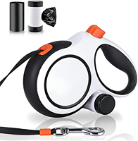 360 °   Laisse de chien rétractable résistante de 5 m 8 m sans nœuds avec distributeur et sacs à excréments pour chiens de petite, moyenne et grande taille jusqu'à 110 livres