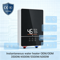 Calentador de Agua Eléctrico Instantáneo sin Tanque de 6000W, 220-240V, Control Táctil, CE CB IPX4, Tanque de Plástico Esmaltado, para Hogar, Exteriores y Garaje