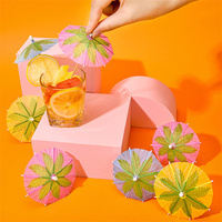 Garniture de décoration chinoise en bambou 8x10Cm multicolore rose jetable boisson parapluie pailles papier personnalisé Cocktail parapluie pics