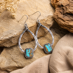 Ciglia creative, gocce d'acqua, orecchini con dettagli blu-verdi, regali retrò da donna - Product Image 4