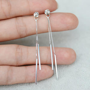 Boucles d'oreilles longues en argent S925 pour femmes, simples, religieuses et tendance, bijoux en perles, accessoires de bricolage avec support vide 3920 - Product Image 3