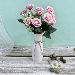 Bouquet Artificiale a 5 Rami con Rose Gialle a <span class=keywords><strong>Cuore</strong></span> di Riso, Realizzato a Mano, per Matrimoni, Fotografia e Decorazioni per la Casa - Product Image 2