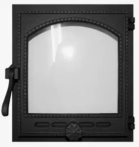 Cast iron fireplace door K404 with high temperature resistant paint 400*370mm