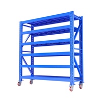 Étagères de stockage industrielles réglables sans boulons en acier robuste et mobiles avec roues à 360°