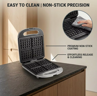 Machine à petit-déjeuner polyvalente avec plaques de cuisson interchangeables pour gaufres, crêpes, beignets, sandwichs et plus encore