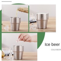 Tasse à bière double paroi en acier inoxydable 304 de qualité supérieure, vente en gros, mug à café, gobelet personnalisé avec logo, verre à bière antidérapant, cadeau pour bar et hôtel