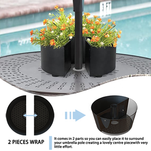 Maceta de mesa de Patio de estilo Popular con agujero para paraguas, 2 paquetes de medio círculo, maceta de mesa para mercado de jardín al aire libre - Product Image 3