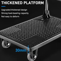 Carretilla de Plataforma Plegable Portátil de Nylon Industrial, Capacidad de 75 kg, 4 Ruedas, Carro de Mano con Ruedas Resistentes al Desgaste de 3 Pulgadas para Almacén