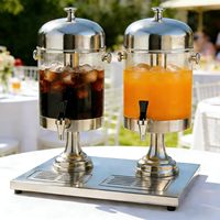 Distributeur de boissons de 2.2 gallons avec support Distributeur d'eau en acier inoxydable avec noyau de glace, robinet, pot à boisson
