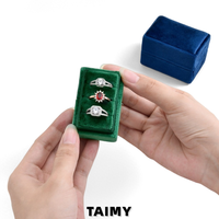 Boîte à bagues rectangulaire en velours pour vente en gros, boîte de rangement portable pour bijoux, idéale pour les propositions de mariage, boîte à bijoux couleur personnalisée pour commande en gros