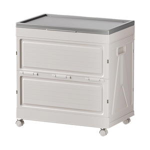 Clothing Organizer <b>Storage</b> Box White Rectangle Foldable Standing Type With Wheels For Home Use - Product Image 4