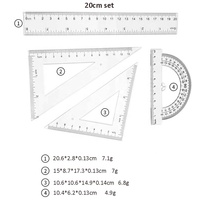 Ensemble de 4 règles en plastique transparent pour les mathématiques, comprenant un rapporteur, des équerres triangulaires et une règle droite, pour l'école, le bureau et la maison