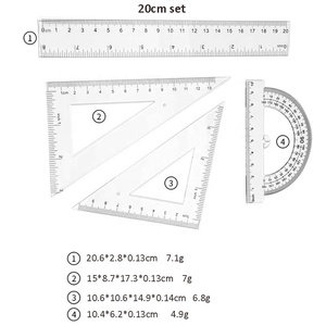 4 pcs nhựa rõ ràng Cai Trị toán học thiết lập bao gồm thước đo góc tam giác Cai Trị thẳng cai trị cho các trường học văn phòng nhà Nguồn cung cấp - Product Image 2