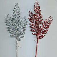 Branches de feuilles d'olivier scintillantes, poudre or, argent, rouge, fleurs artificielles pour couronnes de Noël, décorations d'arbre, ornements pour la maison et les centres commerciaux