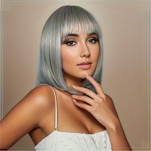 <span class=keywords><strong>AliExpress</strong></span> nueva <span class=keywords><strong>mujer</strong></span> tamaño pequeño gorra longitud del hombro Bobo Peluca de pelo corto Peluca de cabeza completa con encaje transparente al por mayor - Product Image 5