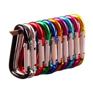 De gros mousqueton clip multicolore-Mousqueton à clip en alliage d'aluminium, 5 # D, 5 pièces, attache multicolore, pour porte-clés, attache-corde, clip à ressort lustrage