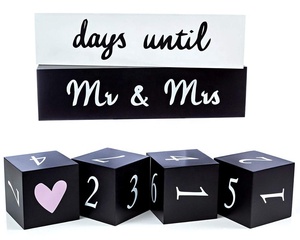 Calendario de escritorio de bloque de madera de Adviento de cuenta regresiva de boda personalizada - Product Image 6