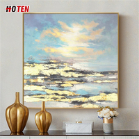 HOTEN Peinture à l'huile sur toile de paysage marin de style réaliste, représentant des artistes célèbres, avec bateau, faite à la main, taille personnalisée, originale