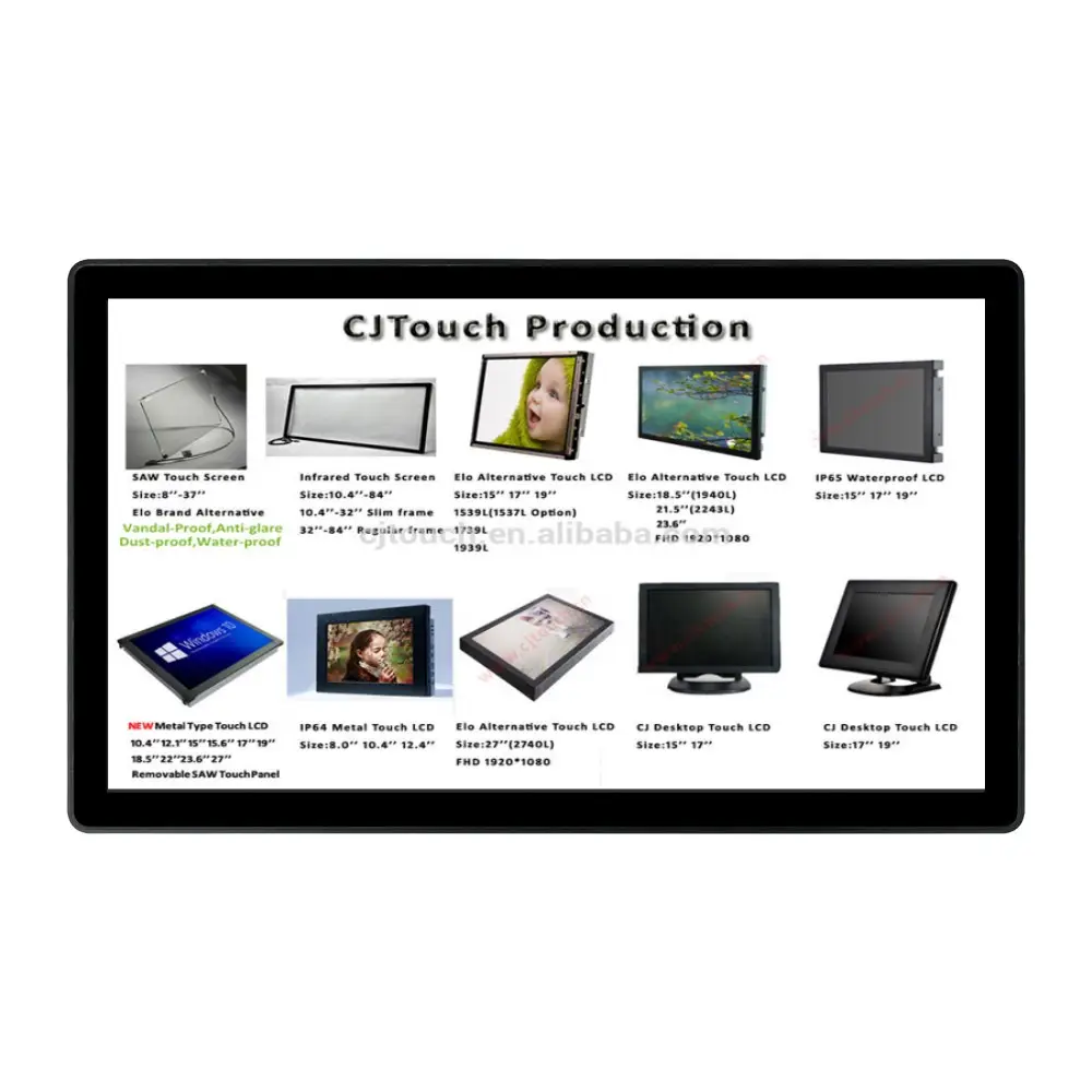 CJtouch الصف الصناعية 12.1 بوصة شاشة عرض تفاعلية PCAP متعدد السعة تعمل باللمس الكل في واحد الكمبيوتر