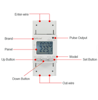 Medidor de Energía Monofásico Acrel ADL200 para Riel DIN, Modbus RTU RS485, Pantalla LCD, Entrada Directa de 80A