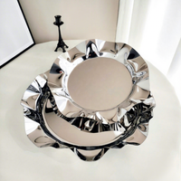 Assiette à fruits minimaliste en acier inoxydable 304 de haute qualité, motif feuille de lotus, pour hôtel, maison, table à manger, salon, collations