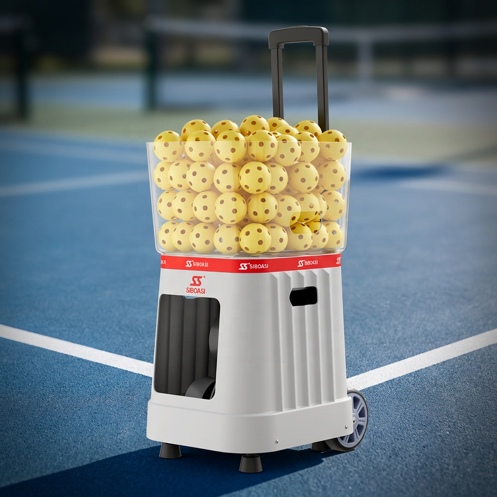 SIBOASI SS-C6 Portable Pickleball Machine-Multi-Mode 100-Ball Capacity 58x43x53-76cm 17.3KG 40-Hole for Adults