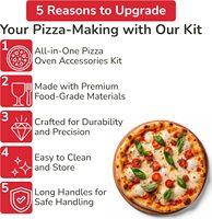 Kit d'accessoires pour four à pizza, 6 outils pour la préparation de pizzas à la maison : pelle à pizza de 12 pouces, brosse, spatule et poussoir, coupe-pizza à bascule, racloir à pâte