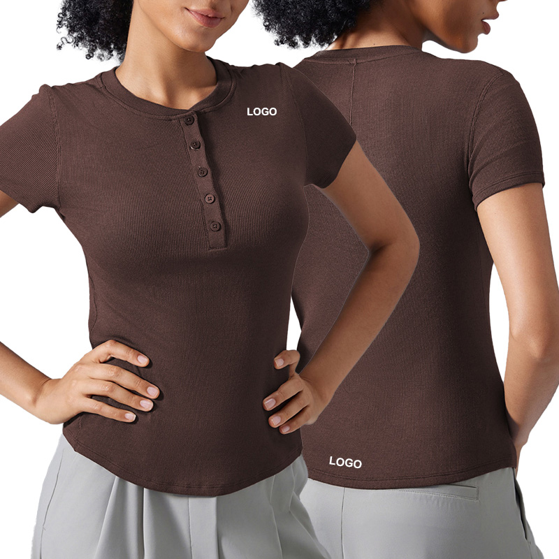 D25097 Short-sleeved Women's Elastic Comfortable Skin-friendly Fitness T-shirt Slim Athletic Tummy Control Yoga Tops