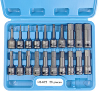 Jeu de douilles hexagonales en phosphate noir 1/2 pouce, 20 tailles H3 H22, sans saut de taille, longueur 78 mm, acier Cr-Mo pour réparation industrielle