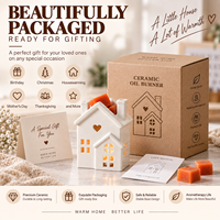 Brûleur de cire décoratif en céramique en forme de maison, chauffe-huile blanc pour bougies chauffe-plat, lampe aromatique pour la décoration et l'aromathérapie à domicile