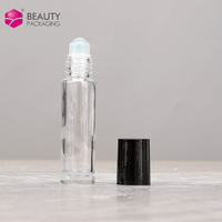 Flacon roll-on en verre noir de 10 ml, flacon cosmétique en verre avec bille en verre pour huiles essentielles, parfums, emballage cosmétique