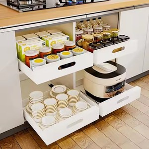 Organisateurs de maison coulissants sous l'évier avec <span class=keywords><strong>film</strong></span> adhésif Nano Tiroirs coulissants fixes Organisateur d'armoire Cages de rangement - Product Image 5