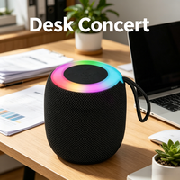 Mini haut-parleur sans fil d'extérieur, coque en tissu, lumière LED RVB dégradée, haut-parleur stéréo portable à basses profondes
