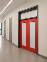 Porte en acier à double battant de 1500*2400 mm avec grand panneau de verre et design chinois pour usage en salle blanche médicale et laboratoire hospitalier