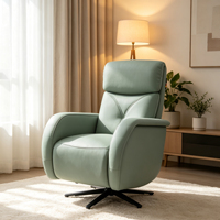 Fauteuil inclinable électrique moderne en cuir véritable à double moteur, pivotant avec dossier inclinable indépendant