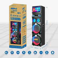 GD-1419 Haut-Parleur YouTube 120W Haute Puissance en Bois, Enceinte Active Portable sur Chariot avec Lumières DJ