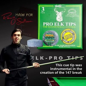 Puntali Professionali per Stecca da Snooker Marca ELK, 11mm, Durezza M/H, Materiale in Pelle Bovina, Stile Ronnie O'Sullivan, 3 Pezzi/Scatola, Biliardo - Product Image 3
