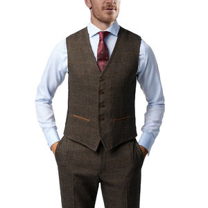 Traje de <span class=keywords><strong>Hombre</strong></span> Talla Grande, Chaqueta de <span class=keywords><strong>Tweed</strong></span> Color Bronceado, Corte Entallado, Traje de Negocios o Boda de Alta Calidad, Traje Casual Personalizado de Un Solo Pecho - Product Image 4
