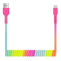 Printemps arc-en-ciel rétractable Flexible élastique extensible tressé 1M USB-A USB-C Type C USB-M USB-L 2A câble