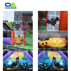 Lớn Halloween Bí Ngô Chủ Đề Ma Thuật Sĩ Nhỏ Nhảy Lâu Đài Khóa Chướng Ngại Vật Inflatables Trò Chơi Trượt Combo Trở Ngại - Product Image 5