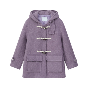 Abrigo de Lana con Capucha Holgado y Hebilla de Cuerno VEGA CHANG 2026, Color Morado, con 58% de Lana para Mujeres Bajas - Product Image 1