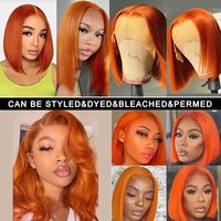 Pelucas de Cabello Humano Liso Estilo Bob con Encaje HD, Peluca sin Pegamento Lista para Usar, Pelucas Frontales de Encaje HD Pre-Arrancadas para Mujeres Negras