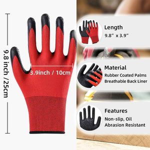 Gran Oferta: Guantes de Trabajo de Seguridad Rojos con Recubrimiento de Látex Arrugado, Mezclados, Anticorte, Antideslizantes, Transpirables, Multiuso, Cuidado Personal, con Logotipo Personalizado - Product Image 2