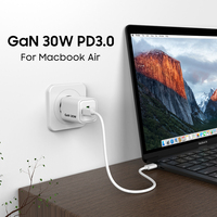 Cargador Rápido PD de 30w Tipo c CE ROHS KC FCC Adaptador de Cargador Universal para Teléfono Móvil Cargador de Pared Gan de 30W Usb c para iPhone Samsung