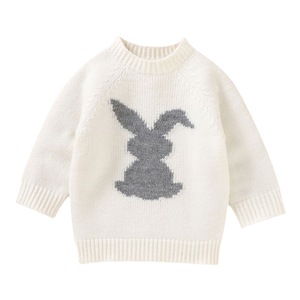 Pull en tricot pour garçons Zhan Ya, blanc cassé, en coton, manches longues, motif lapin, pull pour enfants, automne - Product Image 5