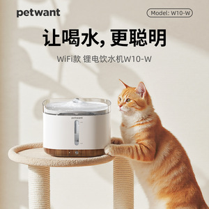 Distributeur d'eau pour animaux de compagnie Petwant Wifi W10-W avec batterie rechargeable pour chats et chiens - Product Image 1