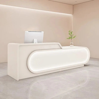 Mobilier de bureau moderne LR-RD-037 à panneaux en bois réception de style nordique personnalisable pour l'hôtel et le bureau