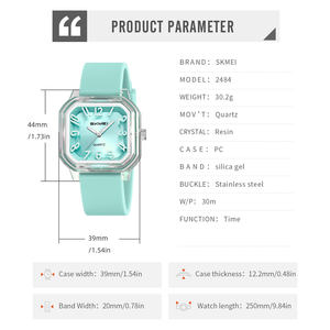 Sports Simple Transparent Octagon 39mm Dial Cartoon Women's <b>Waterproof</b> <b>Watch</b> 20mm Silicone Strap Multiple Color Factory Direct - Product Image 4