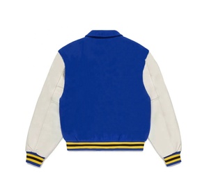 Veste universitaire de luxe OEM, broderie de logo personnalisée, laine Melton de qualité supérieure, veste de collège avec manches en cuir pour hommes - Product Image 2